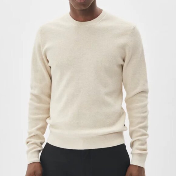 Matinique Malagoon Crewneck Sweater Mens Medium Oyster Gray Melange Cotton Cream - Picture 1 of 15